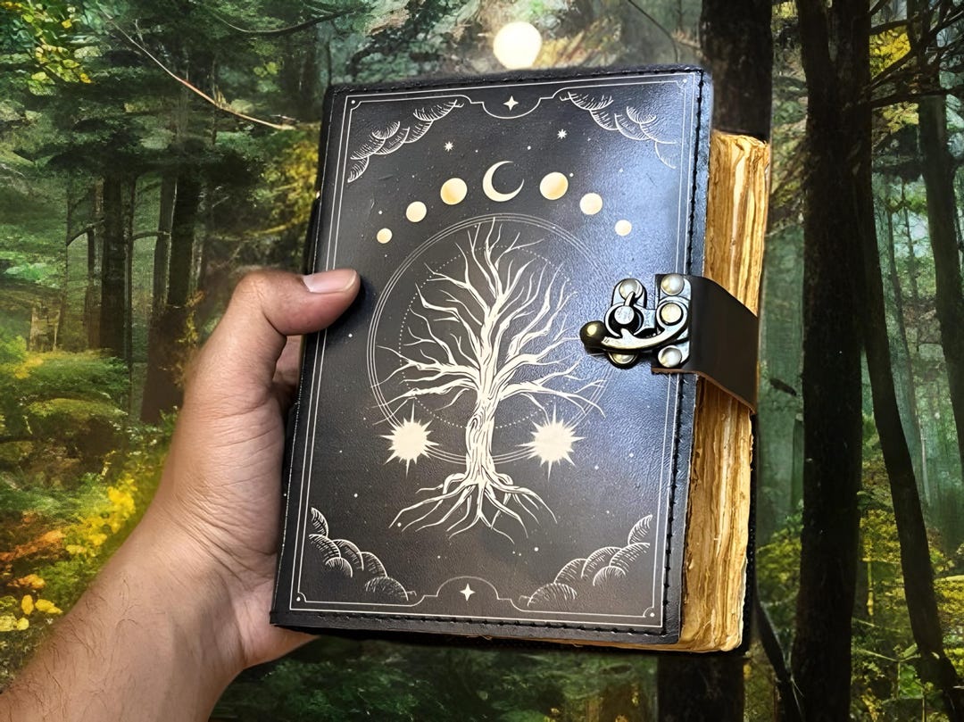 Tree of Life Leather Journal: Handmade Vintage Sun & Moon Embossed ...