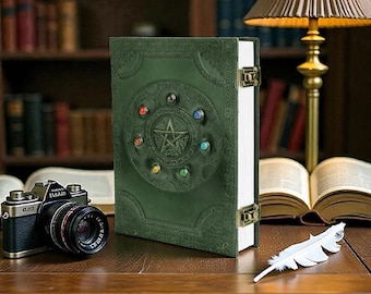 Handmade Gothic Leather Journal – Pentagram Seven Stone Book