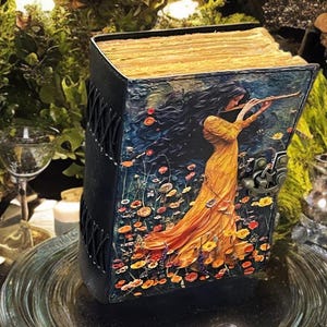 Extra Large Leather Journal: Embossed Singing Girl, Blank Book of Shadows