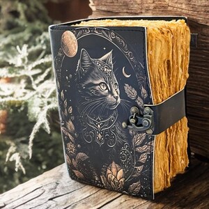 Celtic Cat Leather Grimoire: 400-Page Witchcraft Journal, Spell Book, Sketchbook image 9