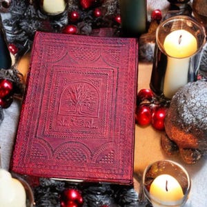 Tree of Life Leather Journal: Embossed Grimoire, Wedding Guest Book