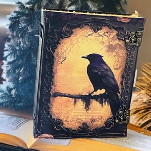 Handmade Leather Raven Grimoire Journal: Gothic Spell Book of Shadows