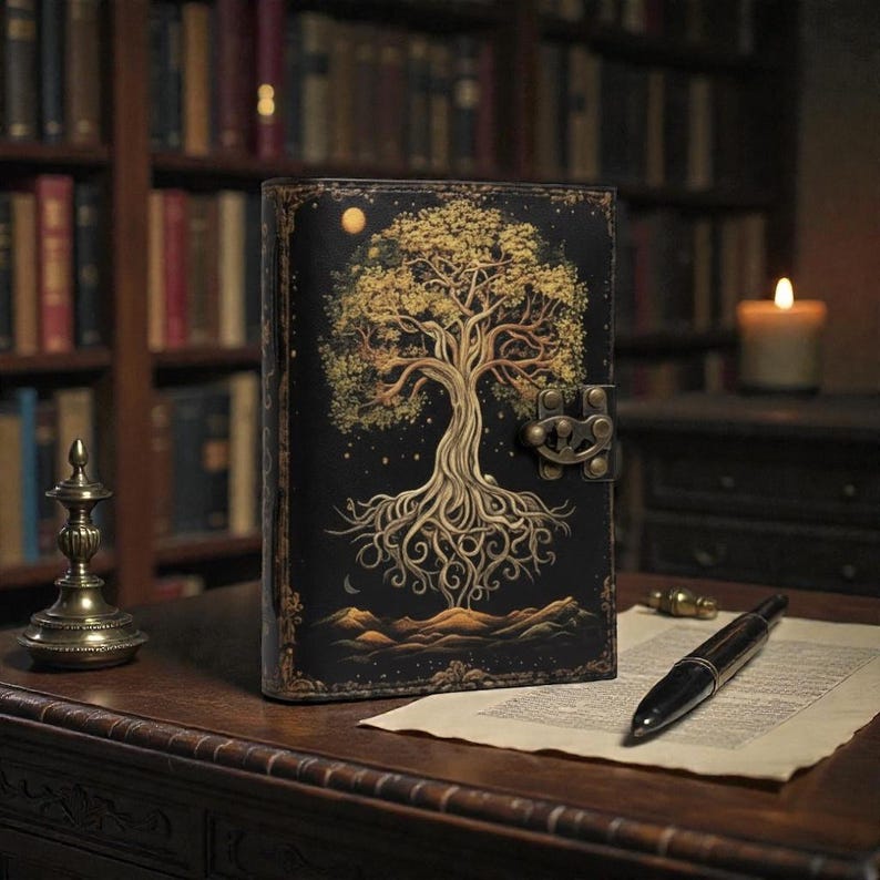 Blank Spell Book of Shadows Tree of Life Leather Journal – Handmade ...