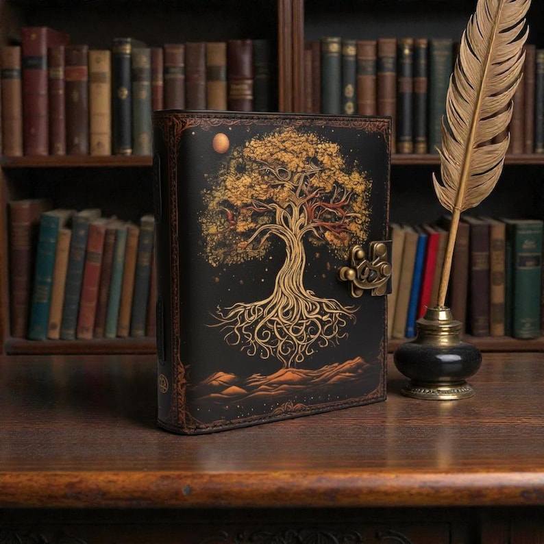Blank Spell Book of Shadows Tree of Life Leather Journal – Handmade ...