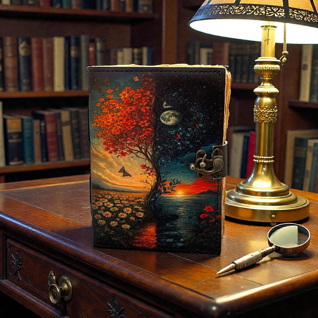 Tree of Life Leather Journal – Handmade Celestial Grimoire, Blank Book ...