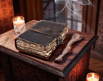 Diario de cuero hecho a mano: Libro de las Sombras Vintage con cierre