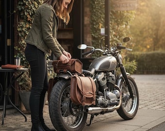 Ręcznie robione skórzane sakwy motocyklowe – Rustic Brown, Cruiser i Touring Bikes