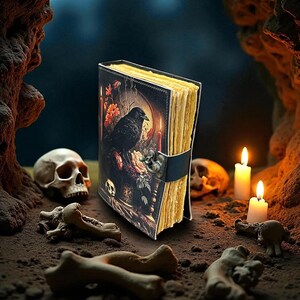 Gothic Raven Leather Journal: Handmade Grimoire, Dark Academia Gift
