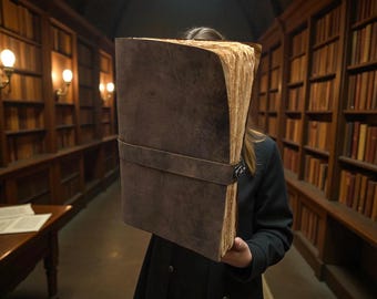 Leather bound vintage journal Blank spell book of shadows Extra Large Handmade Leather Journal – Rustic Deckle Edge Travel Diary