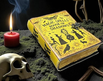 Handmade Leather Book of Shadows: Witchy Embossed Grimoire with Deckle Pages