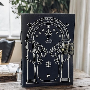Doors of Durin Lederbuch - 400 Seiten handgemachtes Vintage Notizbuch, Blanko-Buch der Schatten, Skizzenbuch & Schreibbuch Geschenke für Sie und Ihn