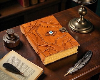 Leather journal Handmade Leather Spell Book of Shadows – Embossed Gothic Witch Journal witchcraft supplies gifts for men and women