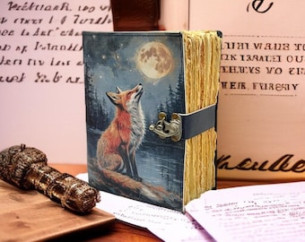 Handmade Fox Leather Journal – Vintage Deckle Paper Notebook