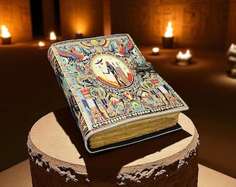 Diario de cuero egipcio – Diario artesanal con arte faraónico y papel de bordes irregulares