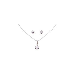925 Sterling Silver Flower Jewelry Set | Necklace & Earrings | Dainty Floral Pendant |Silver Gift for Her