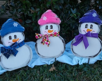 3 Snowmen Yard Stake Set