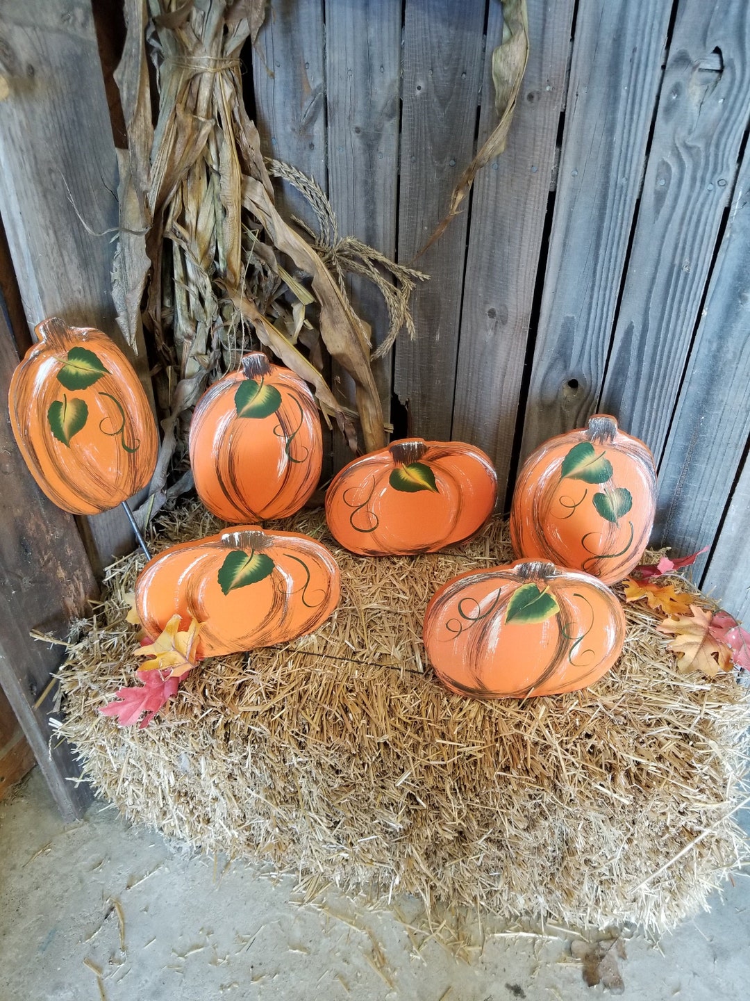 Pumpkin Patch Set: Fall Garden Yard Stakes, Outdoor Decor - Etsy