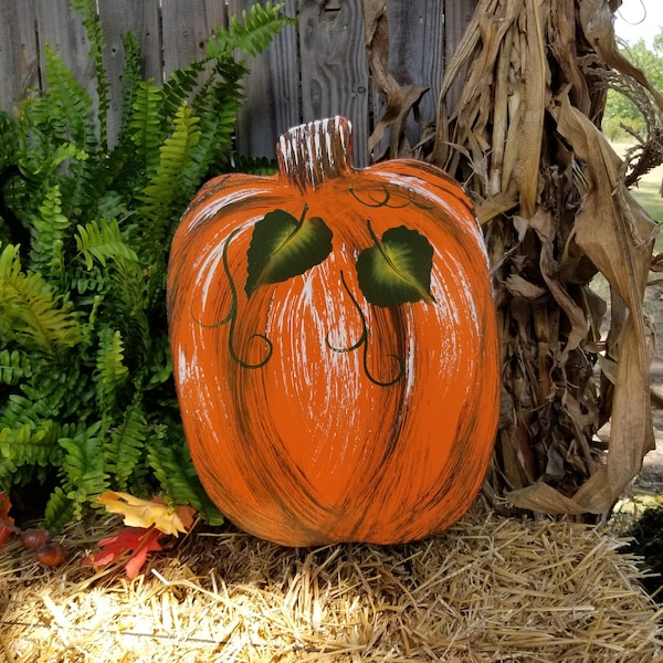 Large Tall Wooden Pumpkin, Pumpkin Garden Stake, Fall Yard Decorations, Fall Pumpkins; Fall Yard Stakes
