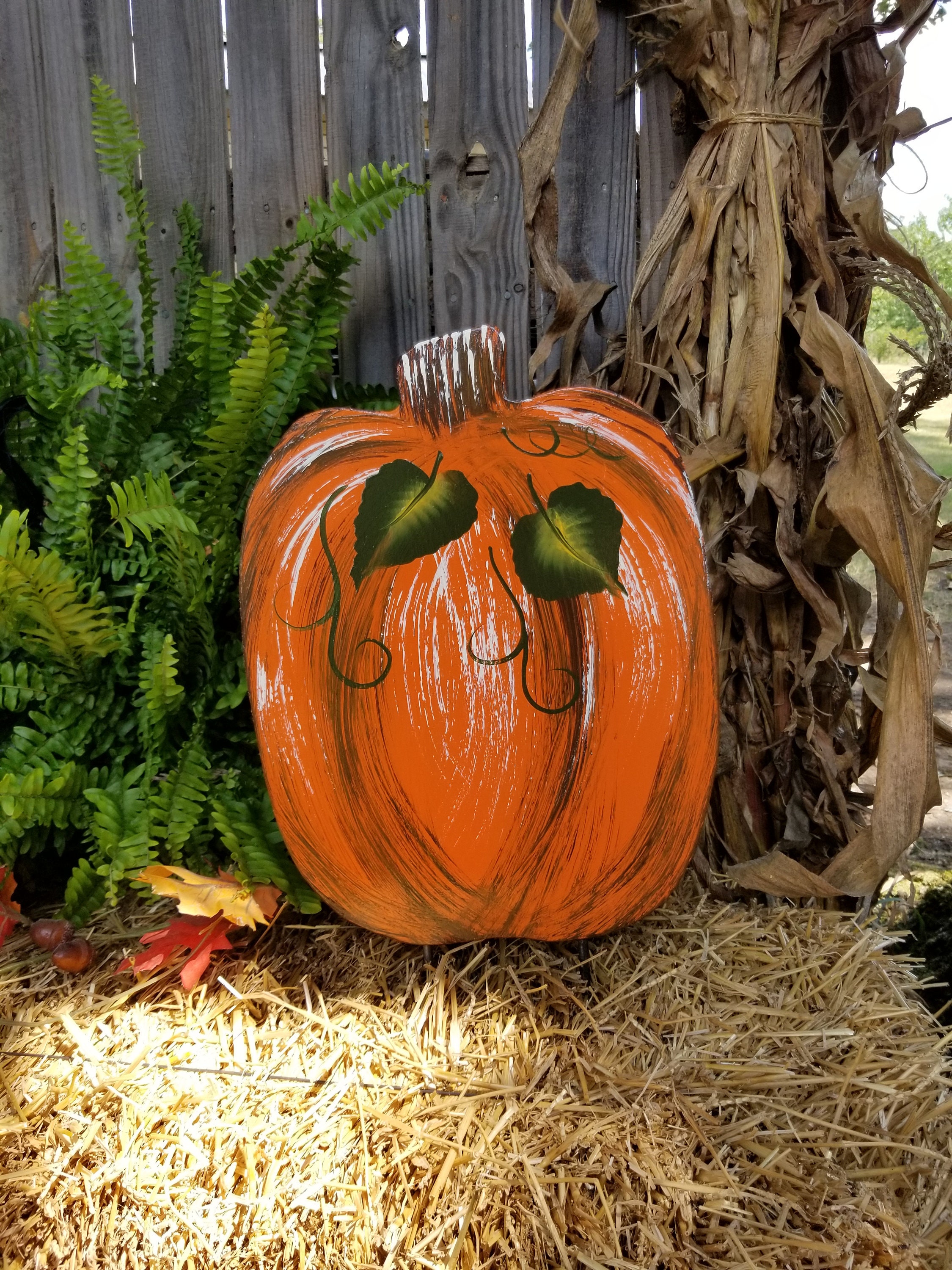 Large Tall Wooden Pumpkin Pumpkin Garden Stake Fall Yard | Etsy