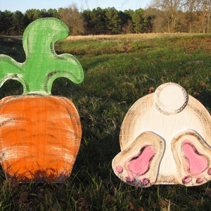 Bunny Bottom &  Carrot Spring Lawn and Garden Decoration; Choose Your Size Set Combos ; Outdoor Easter Decoration; Handmade Easter Gift