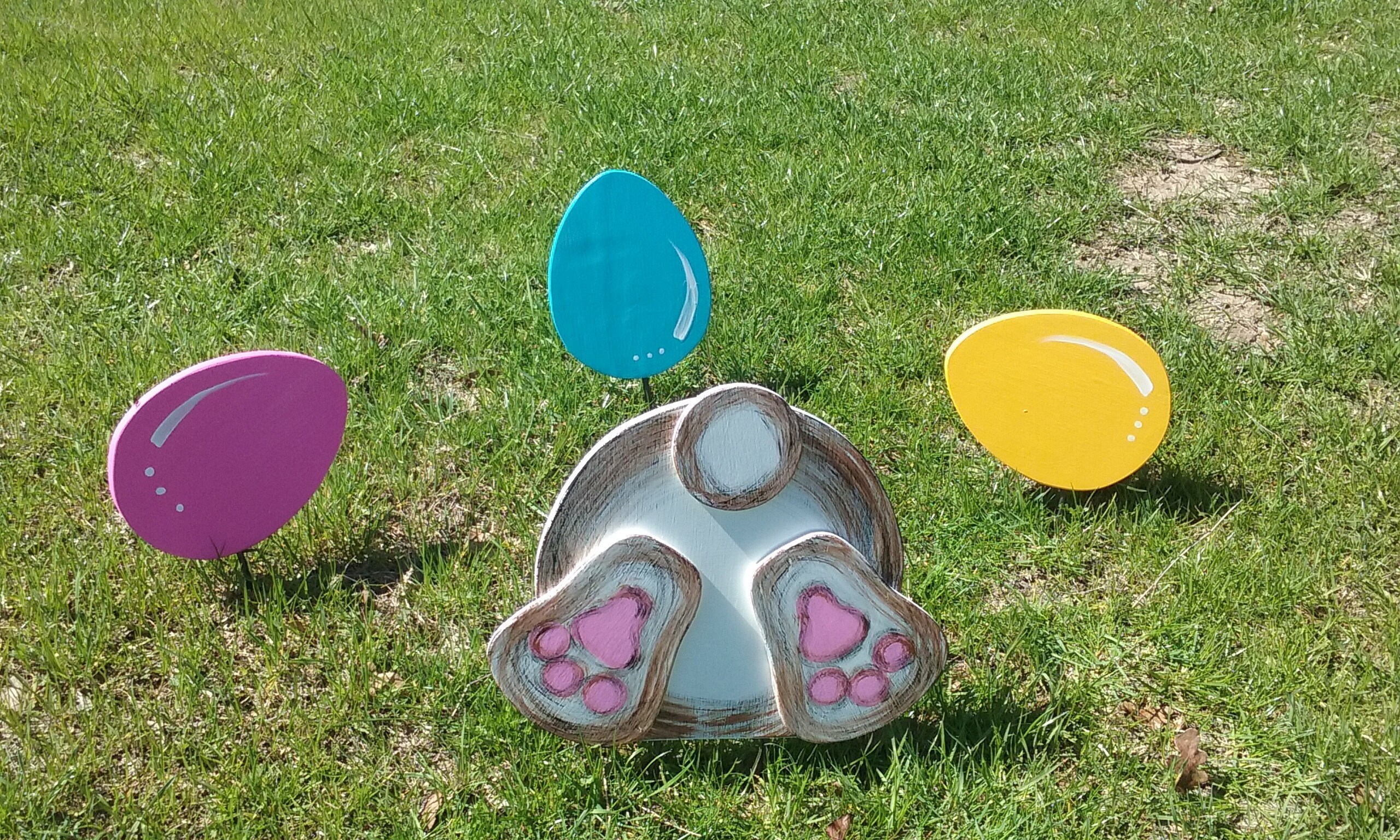 Wooden Easter Bunny Bottom & Egg Set; Outdoor Easter Decoration - Etsy