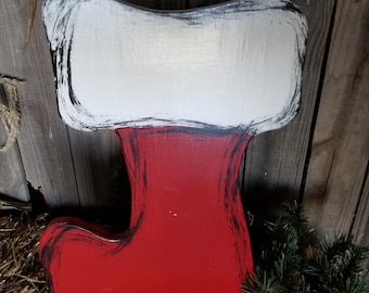 Stocking Yard Stake, Christmas Stocking Lawn Decoration, Santa, Stocking Garden Decor, Christmas Stocking