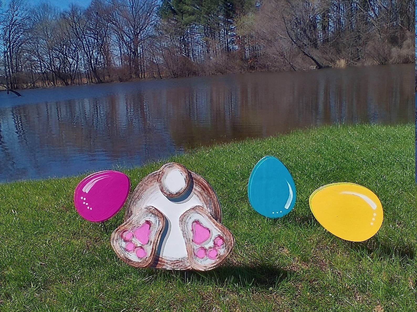 Wooden Easter Bunny Bottom & Egg Set; Outdoor Easter Decoration - Etsy