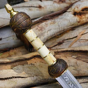 Handmade Stainless Steel Hand Engraved High Polished Gladius Sword with Brass Wire on Engraved Wood And Bone Handle, Best Gift, Wedding Gift