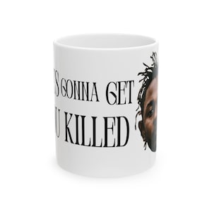 Kendrick Lamar Ceramic Mug, Music Lover Gift, Rap Fan Mug, 11oz, 15oz, Black and White Design Mug, Hip Hop Coffee Cup