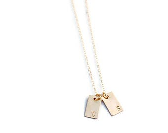 Collier personnalisé Tag simple / petit collier barre / Minimal Tag Collier or 14K remplir, en argent Sterling