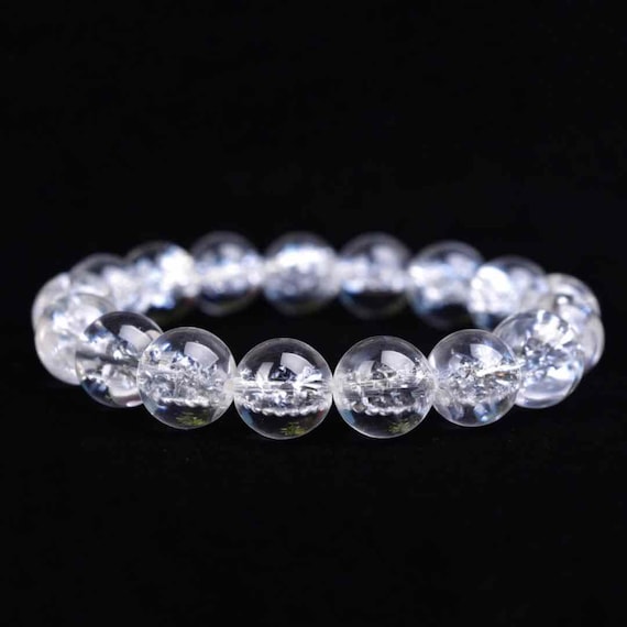 Himalayan Clear Quartz Bracelet | Rainbow Inclusions, Healing Energy, Meditation Crystal Jewelry