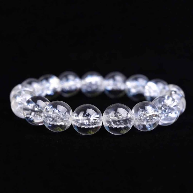 Himalayan Clear Quartz Bracelet | Rainbow Inclusions, Healing Energy, Meditation Crystal Jewelry image 1