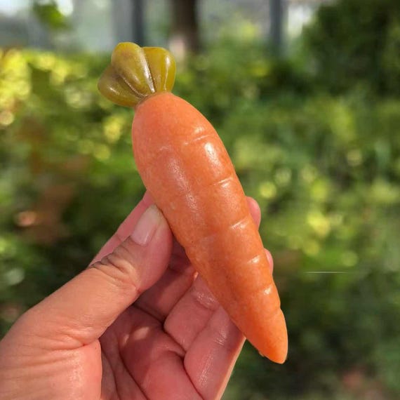 Sunstone Carrot Carving 12.5cm | Hand-Carved Crystal | Abundance & Joy Energy