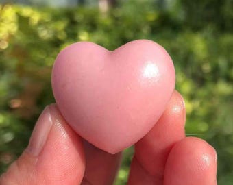 1‘’Natural Pink Opal Heart Carving | Mini Crystal Heart | Healing Stone Pocket Gift