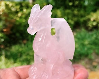 Hand Carved Crystal Dragon Figurine: Healing Stone Decoration (~7cm)
