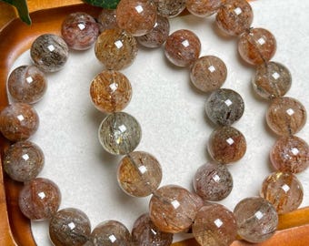 Super Seven Crystal Bracelet: Black Golden Beads, Protection & Abundance
