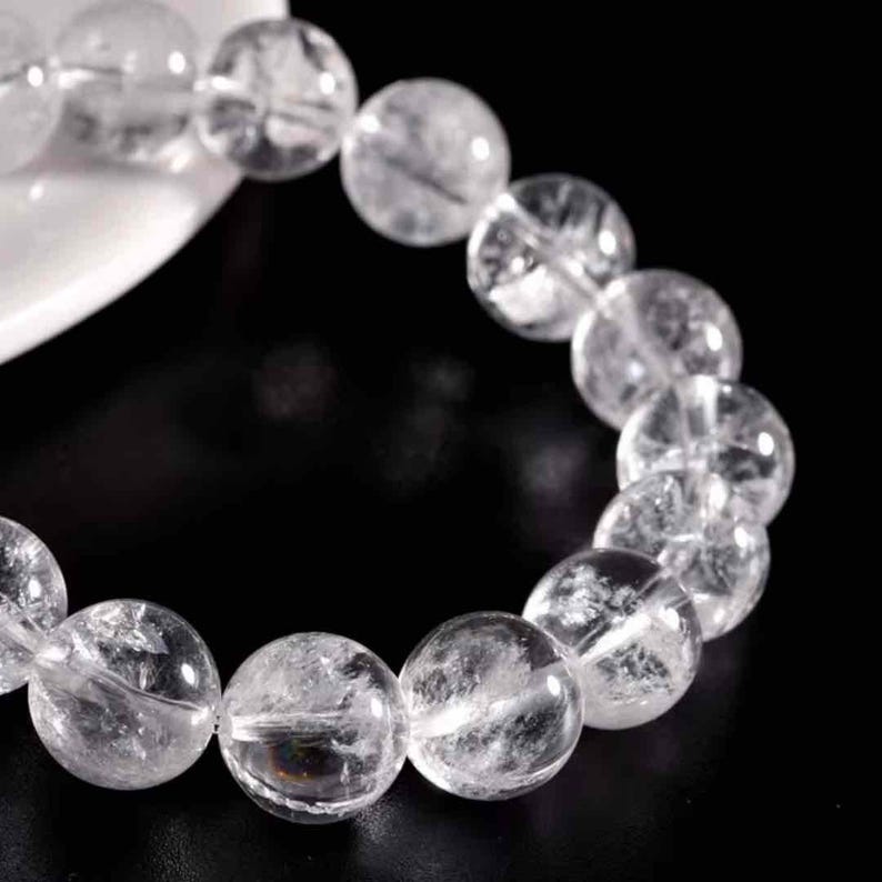 Himalayan Clear Quartz Bracelet | Rainbow Inclusions, Healing Energy, Meditation Crystal Jewelry image 2