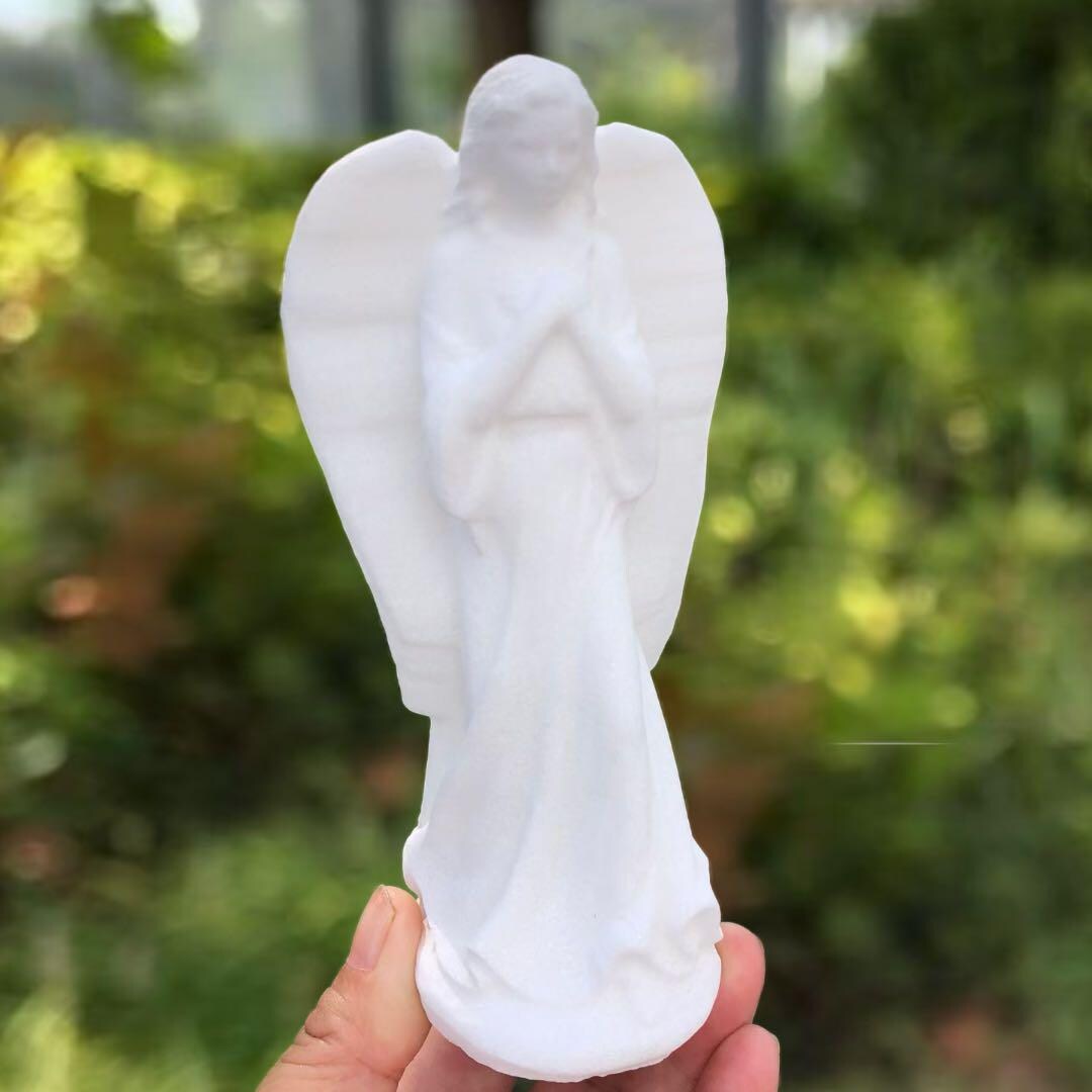 Hand Carved White Marble Angel Figurine: Spiritual Home Decor (14cm) - Etsy