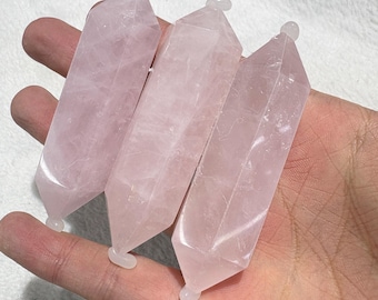 Rosenquarz Doppelender Punkt 6–7 cm | Natürlicher Kristall-Zauberstab