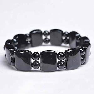 Natural Black Tourmaline Bracelet | Large Beaded Protective Crystal Jewelry