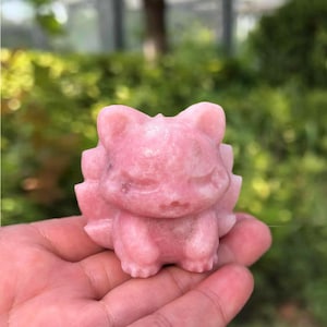 Pink Opal Nine-Tailed Fox 4.5cm | Hand-Carved Crystal Figurine | Love & Healing