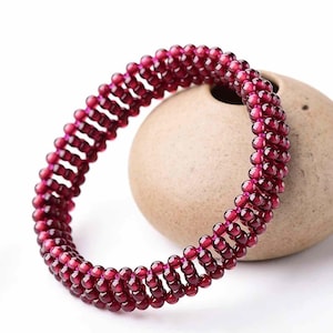 Natural Garnet Braided Bracelet | Burgundy 3mm Gemstone Jewelry