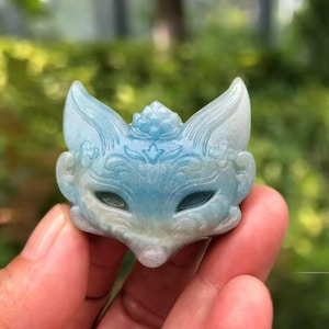 1.6” Trolleite Fox Mask Carving | Healing Crystal Decor