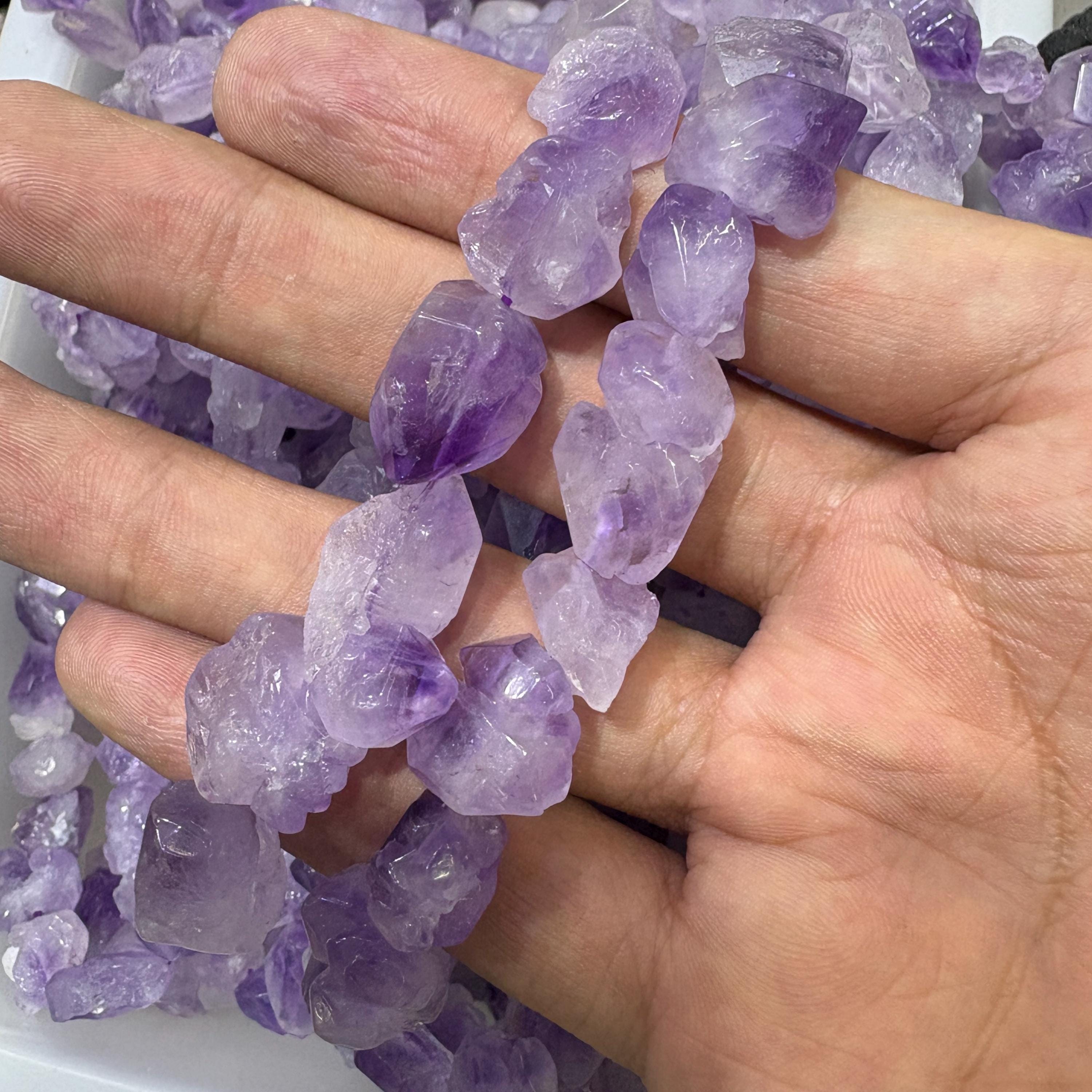 アメジストスパイクブレスレット：天然水晶ポイント宝石ジュエリー 