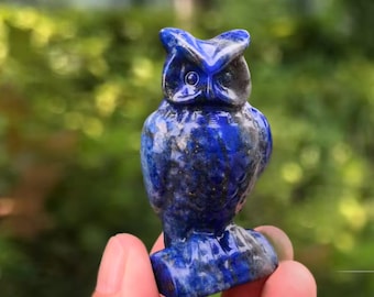 天然石ラピスラズリのフクロウ　置物　ご購入前に在庫確認必要v.308 ラピスラズリのフクロウ、天然クリスタル宝石のフクロウの置物、樹脂製