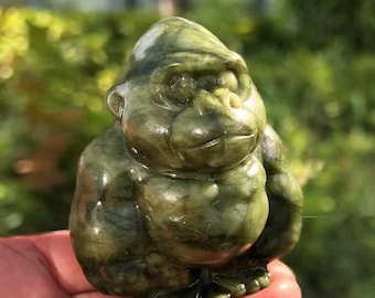 3.1‘’ Crystal Gorilla Carving | Hand-Carved Stone Gorilla Figurine