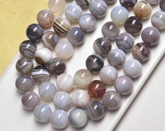 Natural Banded Agate Round Beads, Semi-Finished Strands 4mm-12mm, Loose Gemstone Beads for DIY Jewelry Making, High-Quality Striped Agate