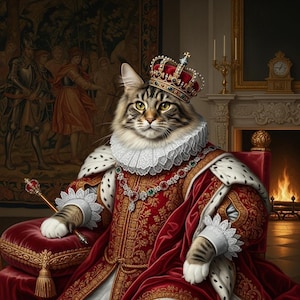 Custom Cat Portrait – Digital Art from Photo, Funny or Royal Pet Illustration