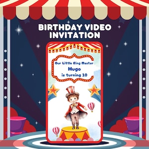 Circus Invitation, Circus Birthday Animated Invitation, Editable Circus Party Invitation, Carnival Digital Invitation Video, 1st Birthday