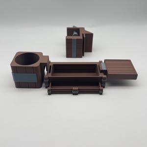 Wood Themed Dice Tray with Table Clamp, Modular RPG Gaming System - 3D Printed